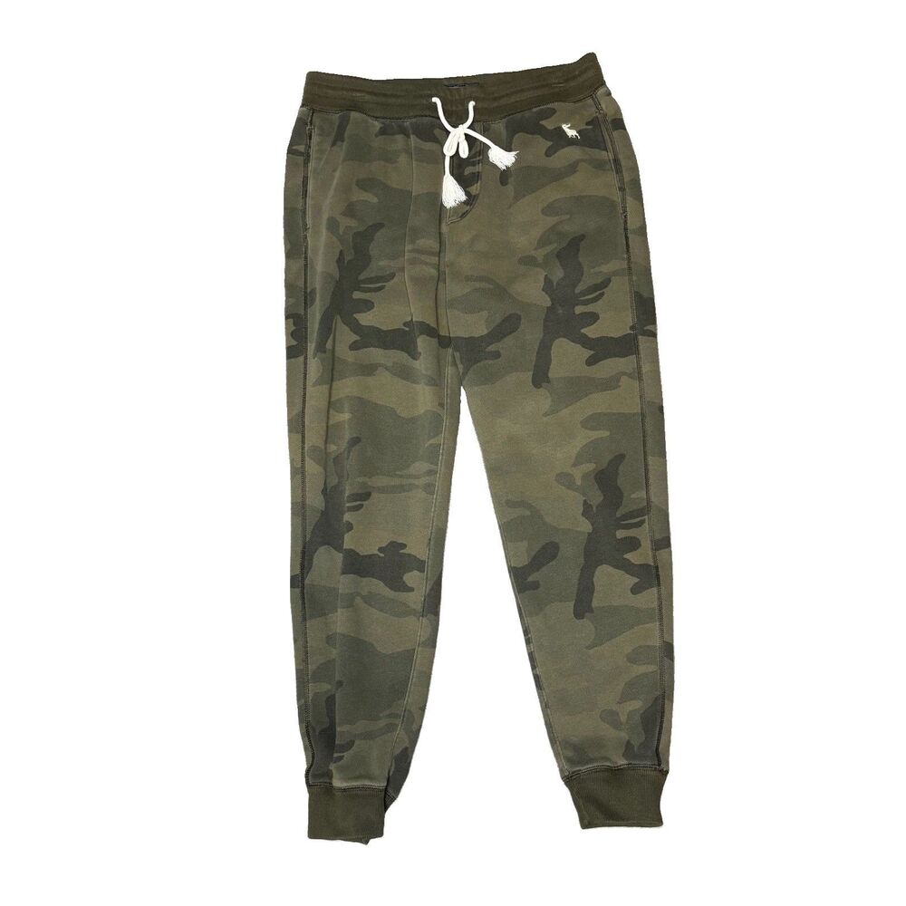 Abercrombie & Fitch Green Camo Fleece Jogger Sweatpants Activewear Size Medium